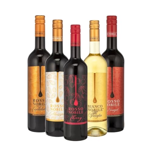 Weinpaket „Süße Versuchung“ | 5x Aromatisierte Weine | Rosso Nobile Cioccolata, Vaniglia, Nougat, Cherry & Marzipan | Für Liebhaber süßer Aromen | 5x 750ml