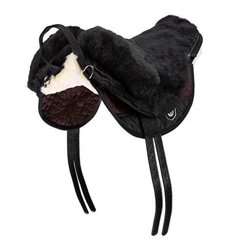 Werner Christ Fellsattel Premium Plus Hochwertiger baumloser Lammfellsattel in Handarbeit gefertigt, Bare-Back-pad, Pferde-Sattel aus echtem Lammfell in braun, Gr. Shetty