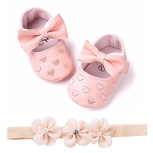 LOIJMK Baby Love Stickerei Mode Kleinkind First Walkers Kinderschuh + 1 Stück Hausschuhe Kinder Weiche Sohle (Pink, 6~12 Month)