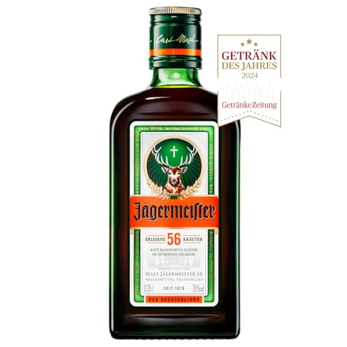 Jägermeister – 1 x 0,35l Premium Kräuterlikör 35% Vol. – 56 erlesene Kräuter – Kalt mazeriertes Elixier – Im Eichenfass gelagert – Das Original aus Wolfenbüttel