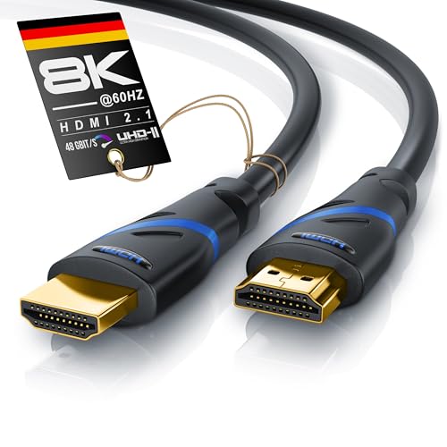 CSL - 8k HDMI Kabel 2.1 - zertifiziertes Kabel - 2m - 4k@120Hz 8k@60Hz - UHD II - Ultra High Speed Ethernet 48Gbps - HDMI 2.1 16k / 2.0 4k - HDR 10+ eARC 3D VRR HDCP 2.2&2.3 - Gaming TV PS5 Xbox
