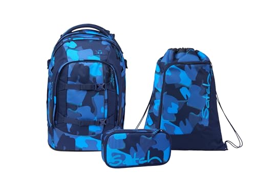Satch Schulrucksack-Set PACK Troublemaker Blau 3-teilig
