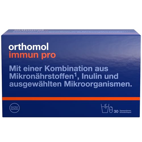 Orthomol Immun pro - Nahrungsergänzungsmittel mit Mikronährstoffen, Inulin und ausgewählten Mikroorganismen - Granulat/Kapsel à 30 x Tagesportionen