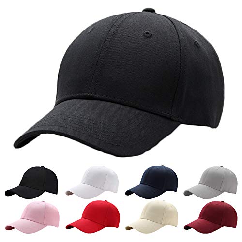 Baseball Cap Herren Damen,Unisex Kappe Verstellbar Reine Farbe Baseboard Baseballkappe Mütze,schwarz