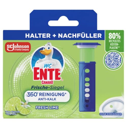 WC-Ente Frische-Siegel Starter-Set (inkl. 1 Nachfüller), körbchenloser WC-Reiniger, Limone Duft, 36 ml