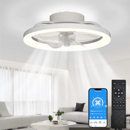 EKDADL 40cm Deckenventilator mit Beleuchtung und Fernbedienung Leise, Dimmbar Deckenlampe mit Ventilator, Modern Deckenleuchte Ventilator mit Licht für Schlafzimmer Wohnzimmer, Umkehrbaren DC Motor