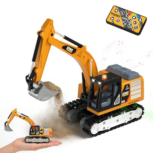 YESHIN Ferngesteuerter Bagger, 2,4GHz RC Bagger Spielzeug mit Lichtern & Sound, Mini Legierungsmaterial Ferngesteuertes Auto mit Einstellbare Geschwindigkeit, Geschenk für Kinder ab 3 Jahren