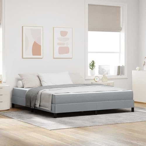 vidaXL Boxspringbett mit Matratze Hellgrau 180 x 200 cm Stoff, Moderner Schlafzimmer-Bettgestell, rechteckiger Boxspring, gemütliche Plattform, langlebige Schlaflösung, Elegantes Design