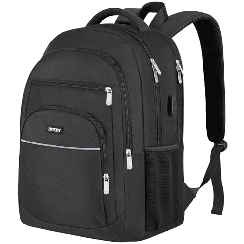 Groß Rucksack Herren, Laptop Rucksack Wasserdicht 17,3 Zoll Schulrucksack Laptoptasche mit USB Ladeanschluss Anti Diebstahl Business Arbeit Reisen Rucksack für Teenager Jungen herren (Schwarz)