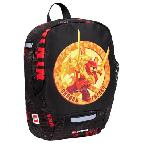 SKANDO BAGS Kindergartenrucksack LEGO® NINJAGO®, Dragon Energy: Leichte Tasche mit verstellbaren Trägern, Namensschild, Netzseitentasche und Reflektoren an allen Seiten.