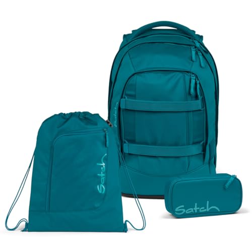 Satch Pack Schulrucksack Set 3tlg. inkl. Schlamperbox und Sportbeutel (Deep Petrol)