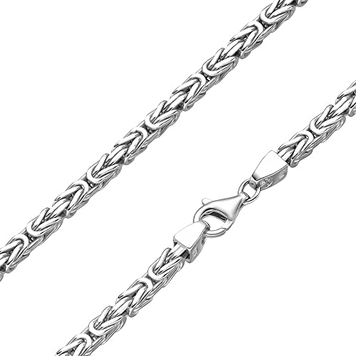 SchmuckForever Königskette 4mm 925 Silber massiv - Länge Wählbar - Collier Halskette oder Armband (60)