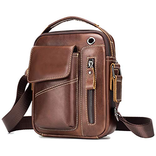 MANNUOSI Herren Schultertaschen Vintage Mode Crossbody Tasche Braun2
