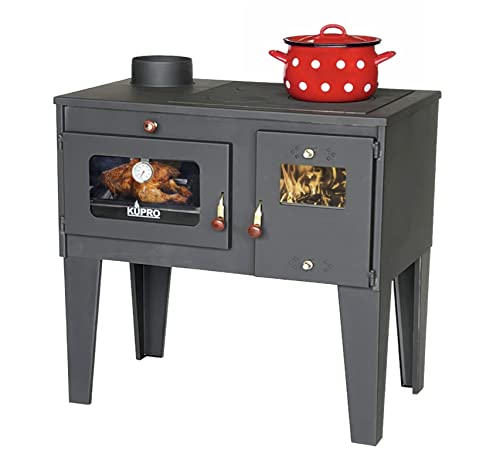 Kaminofen mit Backfach und Herdplatte Alegra 93933 6 kW Kamin Mehrfachbelegung Holzofen Ofen Holz Holzherd Küchenhexe Kochplatte Küchenofen