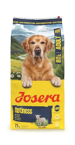 JOSERA Adult Large Optiness Lamm & Reis (1 x 12,5 kg) | Premium Trockenfutter für ausgewachsene Hunde | eiweißreduziert | weizenfrei | wertvolle Fettsäuren | XL-Kroketten gegen Schlingen