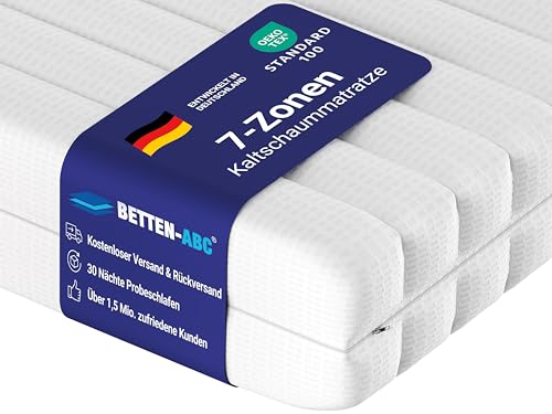Betten-ABC - Matratze (KSP-500) - 180x200 cm (H3) - 7-Zonen Matratze aus Kaltschaum - Hypoallergen & Antibakteriell - Oeko-TEX® Zertifiziert - Bezug abnehmbar & waschbar - Lieferung per Paket