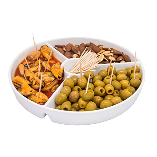 NERTHUS FIH 914 Snackteller aus Porzellan, rund, weiß, perfekt zum Servieren von Nüssen, Süßigkeiten, Kartoffeln oder Lebensmitteln zum Eintauchen in Sauce