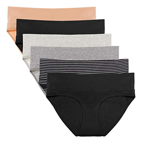 Intimate Portal Umstandsunterhosen Damen Baumwolle Umschlagbar für Schwangerschaft und Wochenbett weich atmungsaktiv 6er Pack Epitome XL