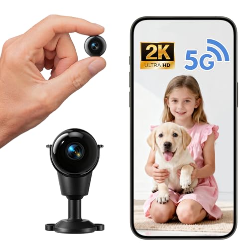 JOYTOUR Mini Kamera, 5G WLAN Überwachungskamera mit Kostenlosem Cloud-Speicher, 2K HD Kamera Überwachung Innen, Mini Kamera Live Übertragung Handy, Bewegungserkennung & Nachtsicht