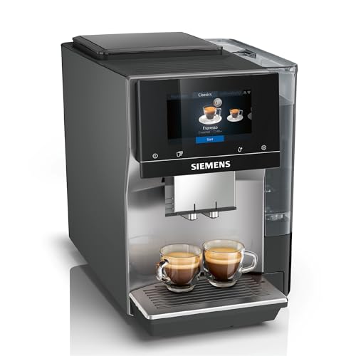Siemens Kaffeevollautomat EQ700 classic TP715D01, App-Steuerung, Cold Brew, intuitives Full-Touch-Display, bis zu 10 individ. Kaffeekreationen als Favoriten, autom. Dampfreinigung, 1500 W, grau-silber
