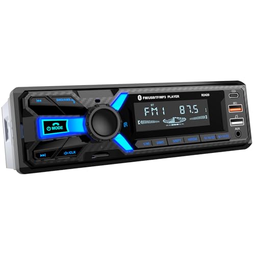 RDS Autoradio Bluetooth mit Typ-C-Ladeanschluss, CENXINY Autoradio 1DIN Bluetooth 5.0 Unterstützt 2USB/AUX/SD/TF/EQ/DSP/Android und iOS