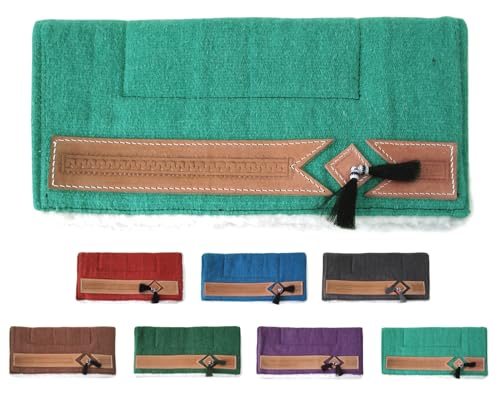 NETPROSHOP Pony Western Pad mit weichem Webfell und Lederverzierung, Rückenlänge ca. 62 cm, Farbe:Türkis