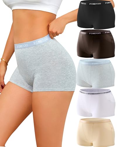 FINETOO Boxershorts Damen Baumwolle Unterhosen Damen Baumwoll Unterwäsche Atmungsaktive Unterwäsche Frauen Hipster Pantys Weich Slip Women Mehrpack