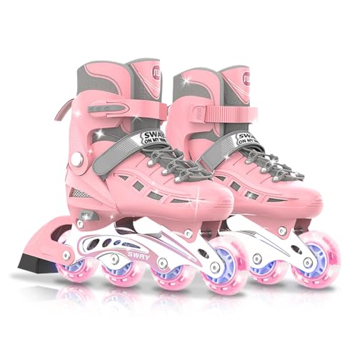 OLYSPM Inline Skates Inliner Damen,Inline Skates Herren,größenverstellbare Inliner,Vollständig schützende Hülle,Größe 26–40,LED Inline-Skates