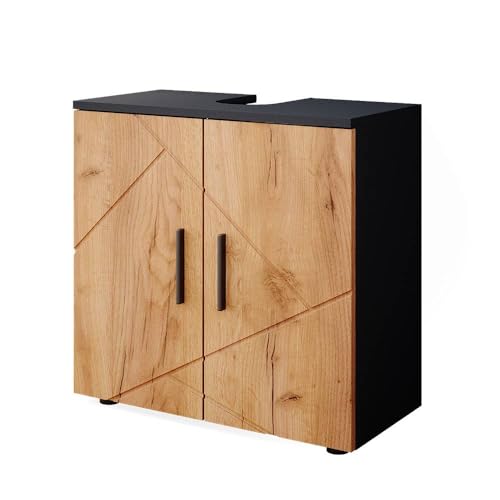 Vicco Waschbeckenunterschrank Goldkraft Eiche/Anthrazit Irma 60x59x30 cm - Unterschrank für das Badezimmer, Ideal zum Verstauen von Putzmitteln, Handtüchern & Pflegeprodukten