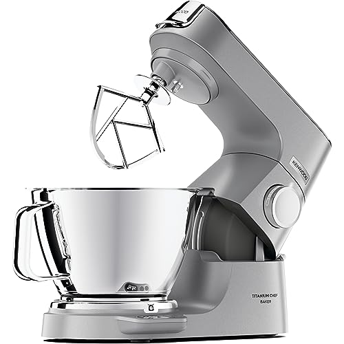 Kenwood KVC85.124SI Titanium Chef Baker Küchenmaschine mit integrierter Waage 6kg, 3,5L & 5L Schüsseln, Mixeraufsatz