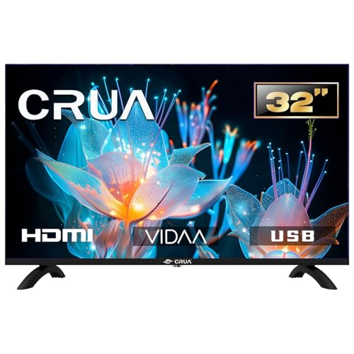 CRUA VIDAA Smart TV,32Zoll (80 cm) TV,1366x768 HD TV,LED TV mit HDMI/USB/AV IN/Kompakt und Smart für Ihr Zuhause,Schwarz [Energieklasse E]