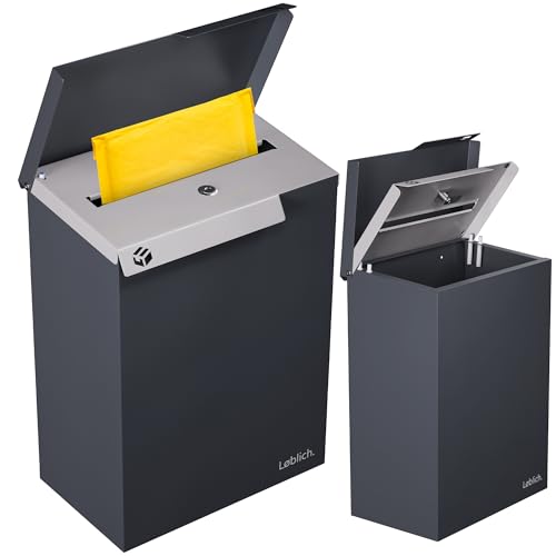 LØBLICH Comfort Briefkasten RAL 7016 Anthrazit | Vom Briefträger entwickelter XL-Wandbriefkasten für Päckchen & Post - wetterfest, geräuscharm, abschließbar - Outdoor Stahl-Postkasten modern