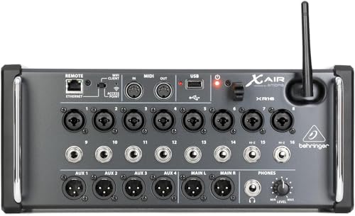 Behringer X AIR XR16 16-Eingangs-Digitalmixer Für iPad/Android-Tablets Mit 8 Programmierbaren Midas-Vorverstärkern, 8 Line-Eingängen, Integriertem WiFi-Modul und USB-Stereorecorder
