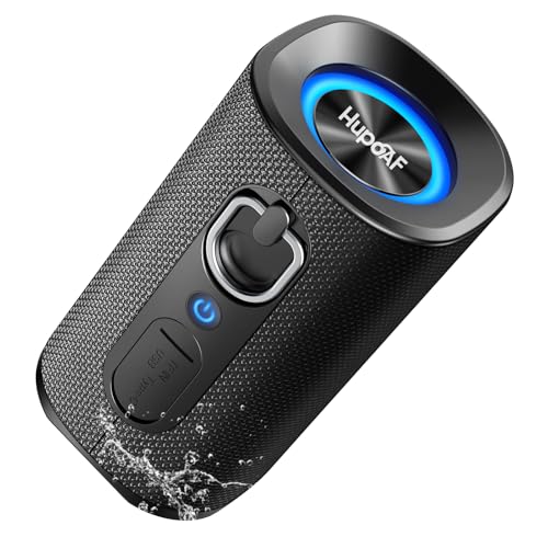 Hupoaf Bluetooth Lautsprecher mit Licht, 15W Musikbox Bluetooth 5.4, Bass Boost Box mit IPX7 Wasserschut, 30 Sth Akku,Kabellose Stereo Pairing,Outdoor Lautsprecher für Reisen, Sport, Party, Radfahren