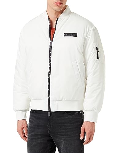 Armani Exchange Men's Limited Edition We Beat as One Nylon Bomber Shell Jacket, White, Extra Large