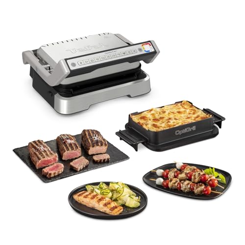 TEFAL OptiGrill 4in1 Intelligenter Grill, BBQ, Backofen, Komplette Mahlzeit, Perfekte Ergebnisse, Keine Überwachung, Leicht zu reinigen, eigene App, Gesünderes Grillen, GC776D10