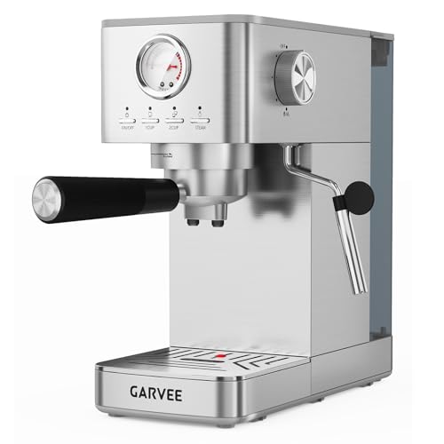 Towallmark Espressomaschine Siebträger 1300W, halbautomatisch, 1-2 Tassen, abnehmbarer Wassertank, Milchaufschäumer, Druckanzeige, kompakt & schnell vorgeheizt