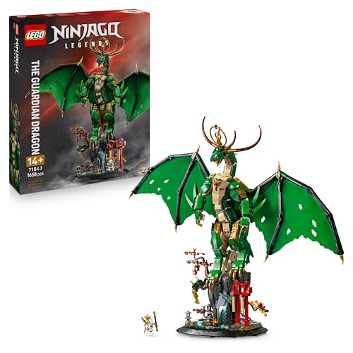 LEGO NINJAGO Wächterdrache Bauset - Mit Drachenfigur, Meister Wu Minifigur & Ständer – Bauspielset für Jungen ab 14 Jahren & Teenager 71847
