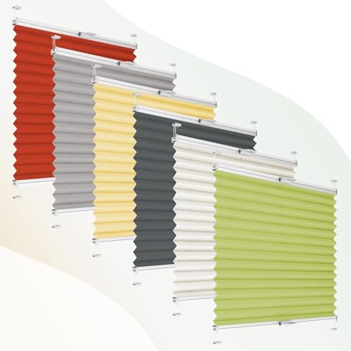 Plisart Plissee NACH MAß ohne Bohren zum Kleben Innenrahmen - Breite 25–120 cm, Höhe 40–139 cm - Thermo Plisseerollo, Faltrollo, Sichtschutz, Blickdicht, für Fenster & Tür