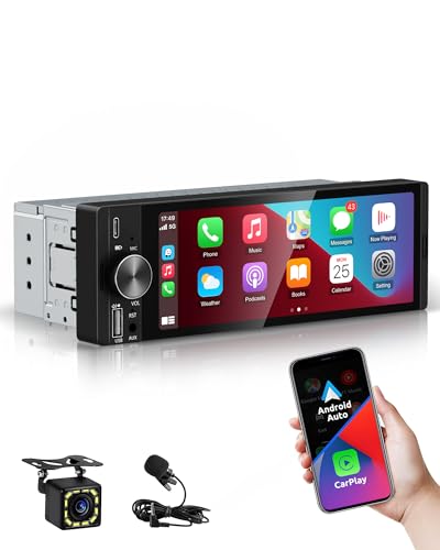 ESSGOO Autoradio mit Wireless Carplay und Android Auto, 6.36 Zoll HD IPS Bildschirm Auto Display Bluetooth Radio mit Rückfahrkamera Mirror Voice Control Mirror Link FM