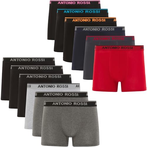 ANTONIO ROSSI Herren (12er-pack) Herren-boxer-hipster Fitted Boxer Hipsters, Dunkel Sortiert, M EU