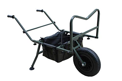 MK-Angelsport Big Angeltrolley Transport Karre für Angler Sackkarre mit verstellbaren Achsaufnahmen, stabilem Rahmen & extra großer Ladefläche – Platz für Liege & Stuhl – klappbar & geländetauglich