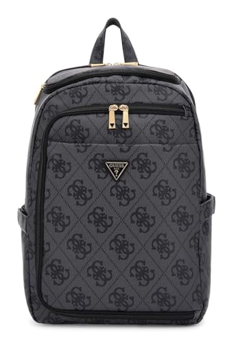 GUESS Rucksack Freizeitrucksack mit Laptopfach U-Zip Backpack Coal Logo dunkelgrau