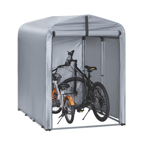 SoBuy Fahrradgarage wetterfest Geräteschuppen Fahrradgarage für 1-2 Fahrräder Carport Zelt mit UV-Schutz Fahrradschuppen für Regenschutz Terrasse Motorrad Garage Gartenhaus 120x163x176cm KLS11-K