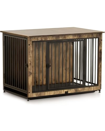zooprinz Designer Hundebox 98 x 65 x 70 cm- Stilvolles Möbelstück - EIN eleganter Hundeschrank mit dekorativer Oberplatte im warmen Holz Look. Für Zuhause, drinnen/innen – Rückzugsort für Hunde