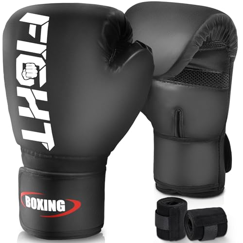 JUOIFIP Boxhandschuhe, Muay Thai Kickboxen Sparring für Lange Haltbarkeit, Männer und Frauen Kickboxhandschuhe für Kampfsport, MMA, Sparring, Muay Thai und Boxen, 12oz