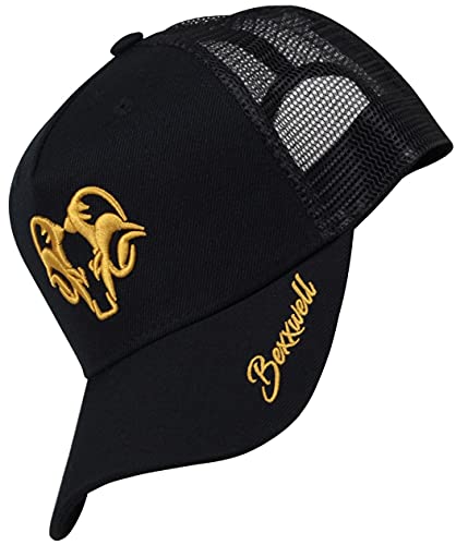 Bexxwell Trucker Cap schwarz/Gold mit 3D Logo-Stickerei (optimale Passform, Kappe, Black, Truckercap, Logo, Cap, Unisex)