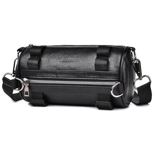 GZQFUOU Umhängetasche Herren Schultertasche Herrentasche klein Vintage Messenger Bag Herrenhandtasche Crossbody Bag Handtasche PU Leder Schultertasche für Männer (schwarz)