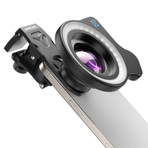 APEXEL 100Ultra Makro Objektiv mit Ringlicht, verbesserte Version des Objektiv für Handy für iPhone, Samsung, Pixel