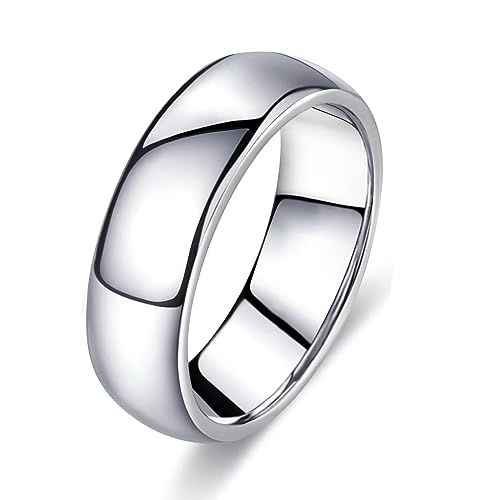 FUNEIA Silber Band Ring Damen Herren 1-8mm Breit Edelstahl Ringe für Männer Frauen Simpel Polierte Trauring Ehering Verlobungsring Daumenring Finger Ring Größen 52, 54, 57, 60, 62, 65, 67